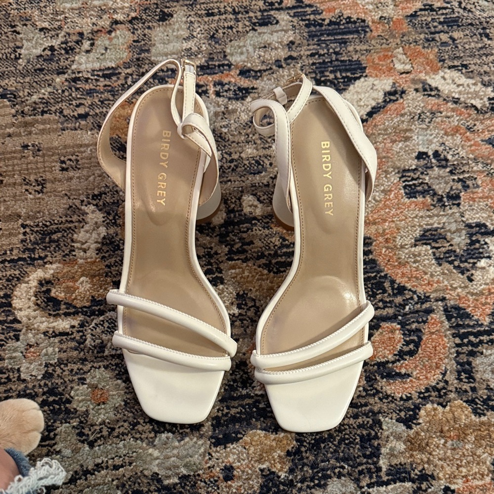 Birdy Grey Elegant White Strappy Heels